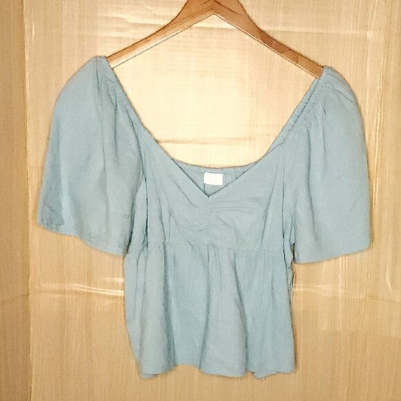 Abound Tops - Abound New Plus Womens Blue Off The Shoulder Cropped Top 1X